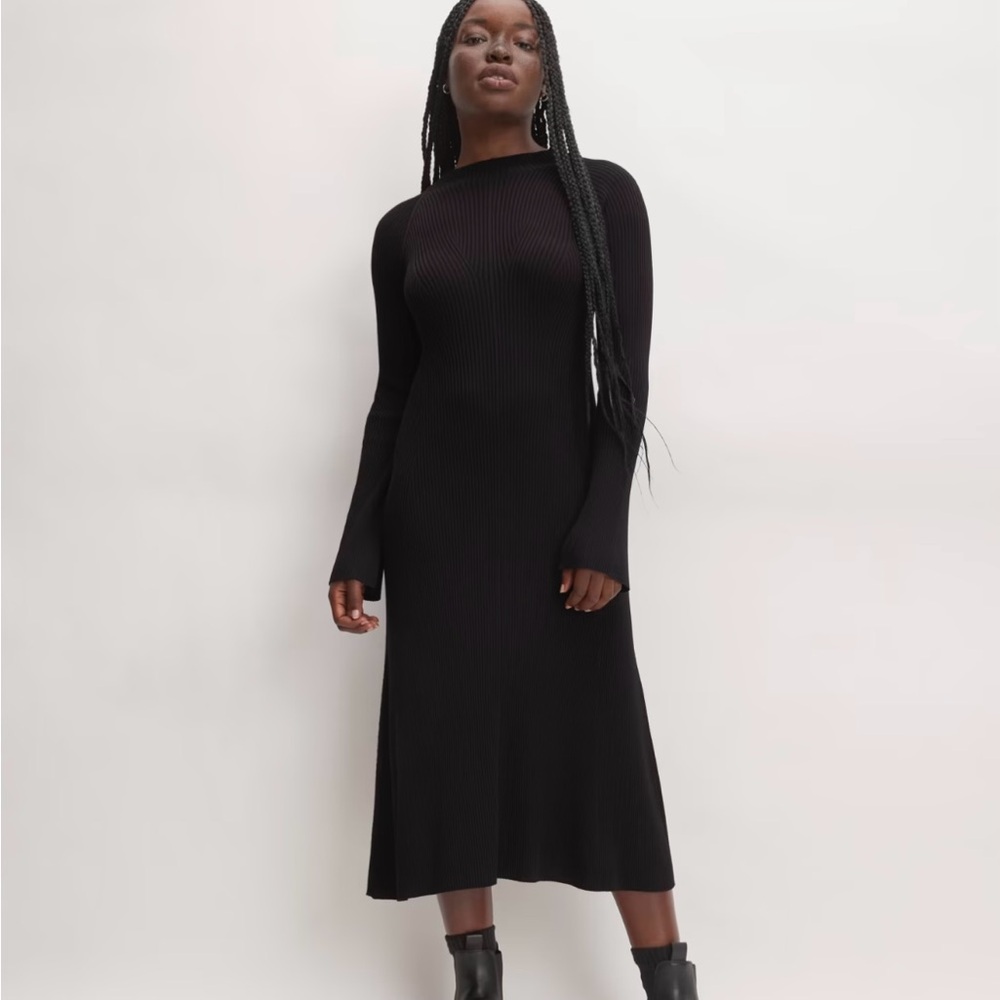 nwot large everlane ribbed mock neck midi dress